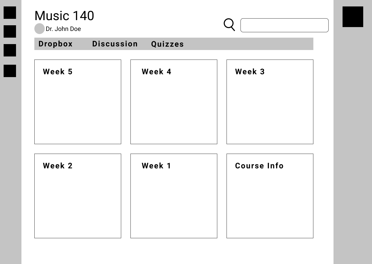 courses page medium-fidelity wireframe