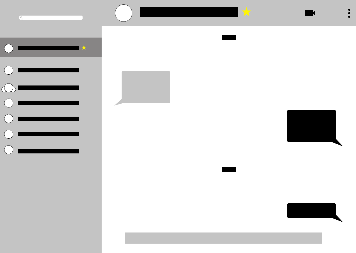 direct message medium-fidelity wireframe