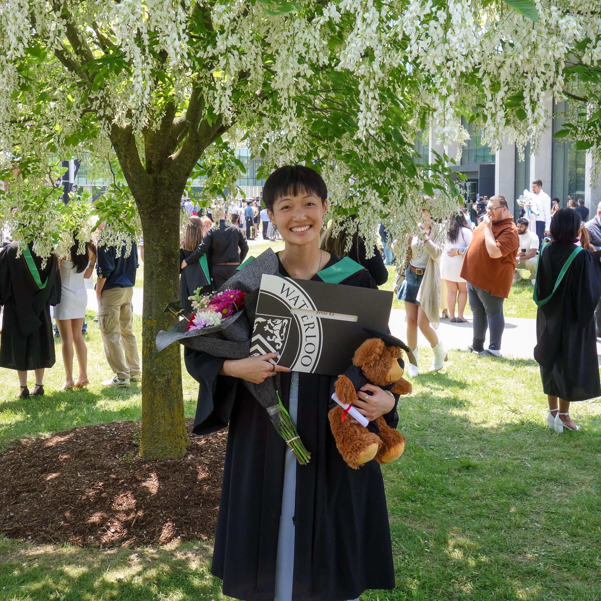 girl at convocation in graduation gown