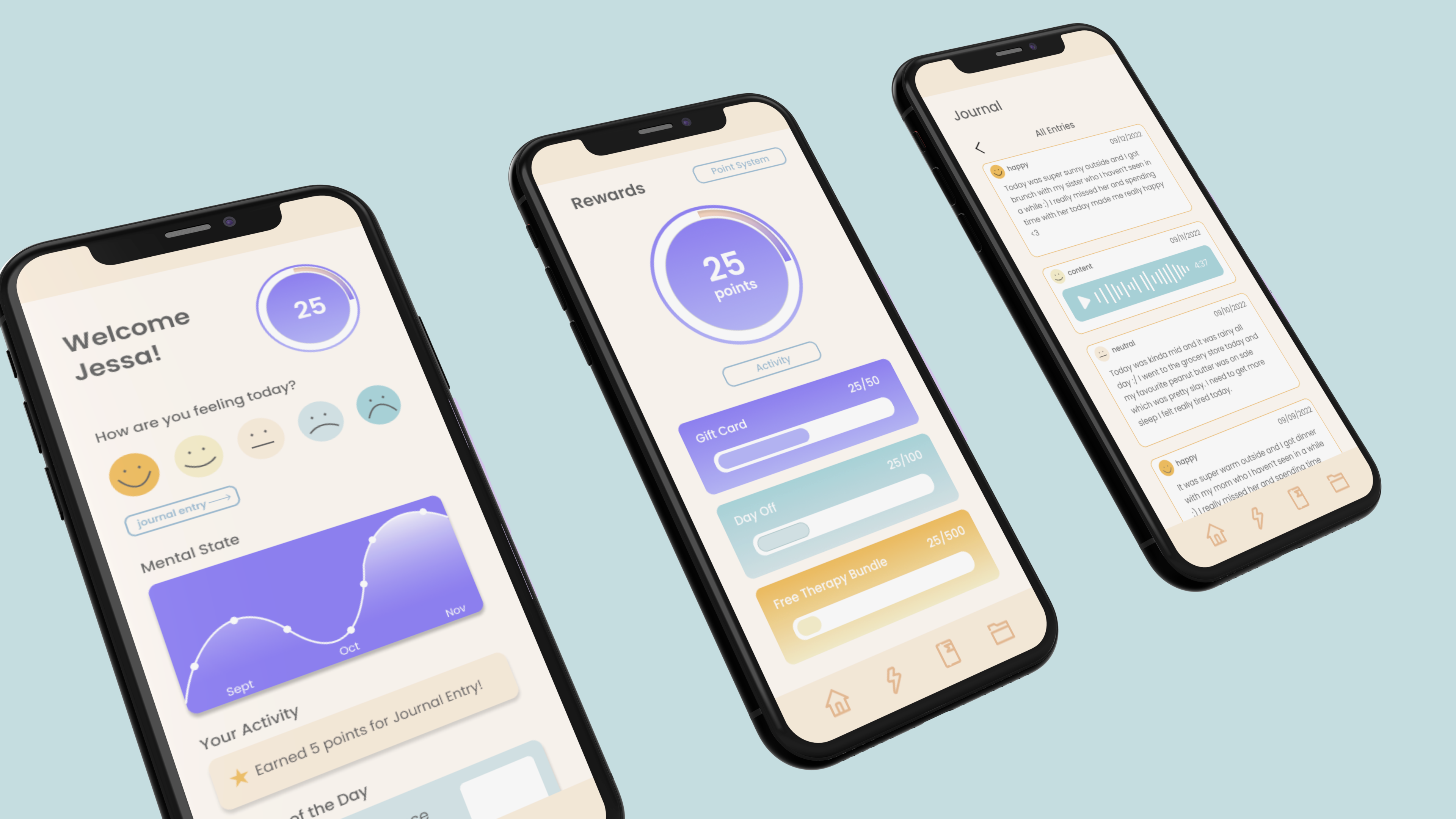 livewell interface on 3 iPhone screens