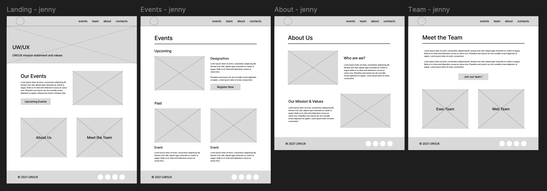 low-fidelity landing page wireframes